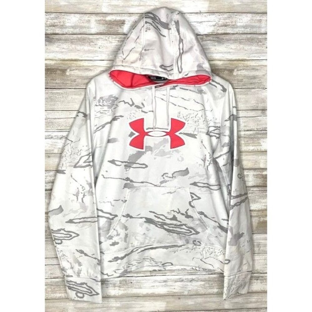 Women's Under Armour L Semi-Fitted Hooded Sweatshirt with Red Logo & Camo Design